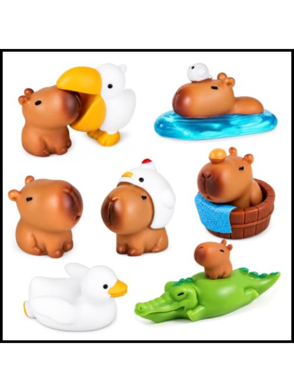 10 Mini Capybara Figurines PVC Cake Toppers Party Decor